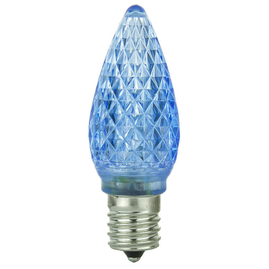 Sunlite 80705 LED C9, Holiday Decorative Light Bulb, 0.4 Watts, E17 Intermediate Base, Faceted Christmas-Lights; Nightlight, Blue