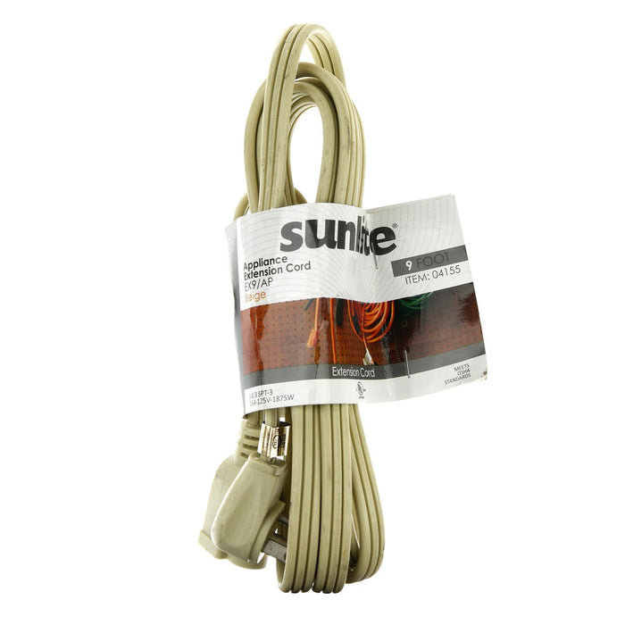 Sunlite EX9/AP Appliance 9-Feet Extension Cord, Grey