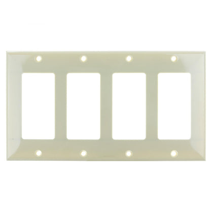 Sunlite E304/I 4 Gang Decorative Switch and Receptacle Plate, Ivory