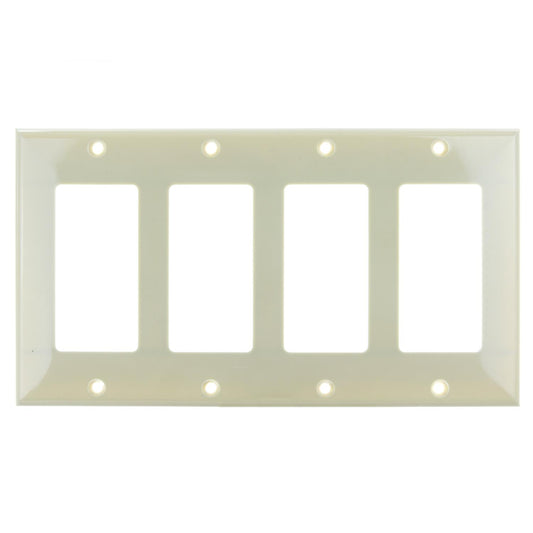 Sunlite E304/I 4 Gang Decorative Switch and Receptacle Plate, Ivory