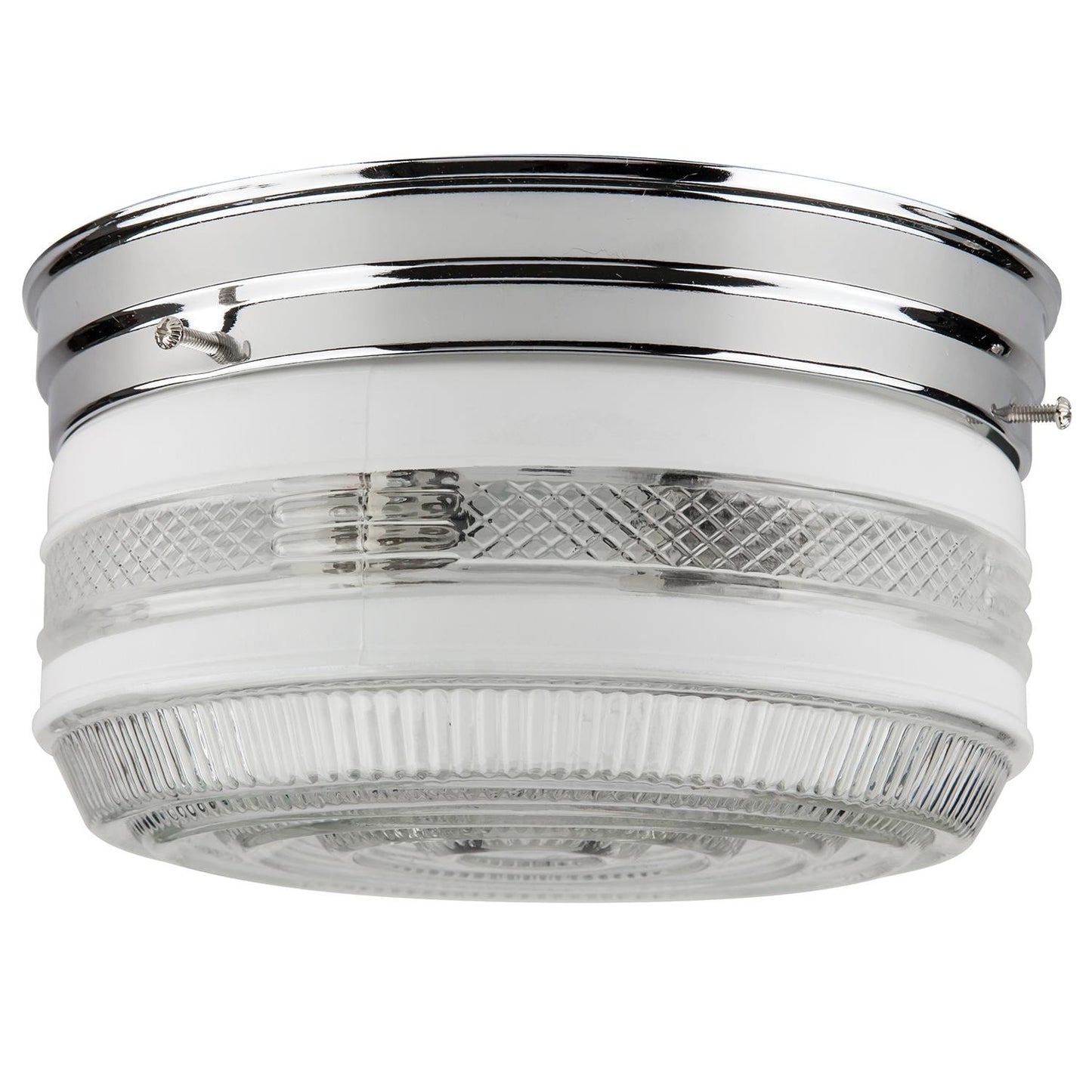 Sunlite 8" Drum Ceiling Fixture, Chrome Finish, Semi-Frosted Glass