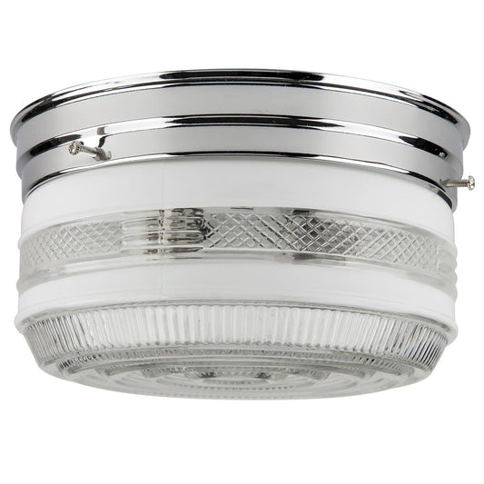 Sunlite 8" Drum Ceiling Fixture, Chrome Finish, Semi-Frosted Glass