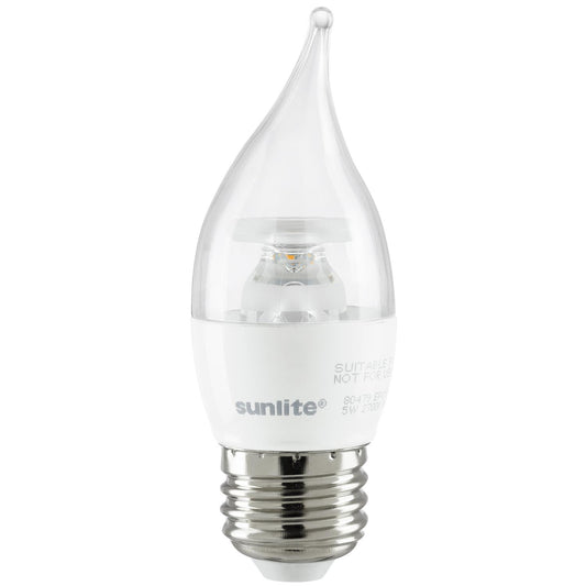 Sunlite LED Flame Tip Chandelier 5W (40W Equivalent) Light Bulb Medium (E26) Base, Warm White