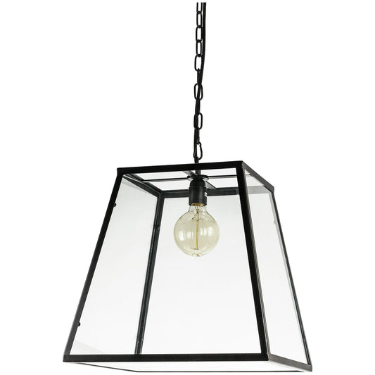 Sunlite Trapezoid Net Cage Pendant Vintage Antique Style Fixture, Matte Black Finish