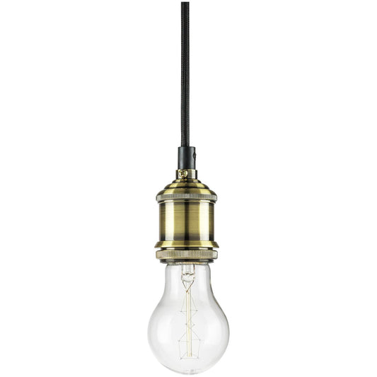 Sunlite Hanging Pendant Vintage Style Fixture, Antique Bronze Socket Finish, 42" braided cord