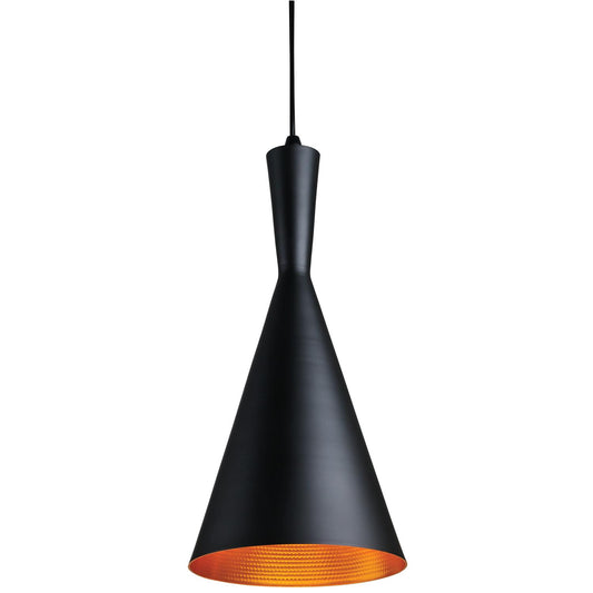 Sunlite 7" Cone Pendant Vintage Antique Style Fixture, Matte Black Finish