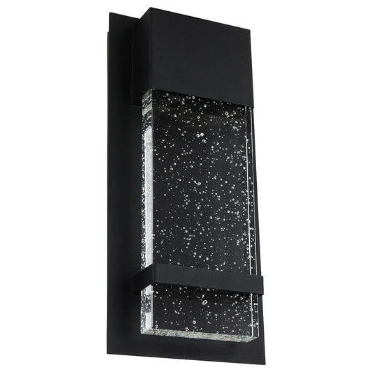 Sunlite LED Wall Sconce, Black Metal Frame with Raindrop Effect Glass Panel,  6.5" Wide, 3000K Warm White, Indoor & Outdoor, ADA Compliant