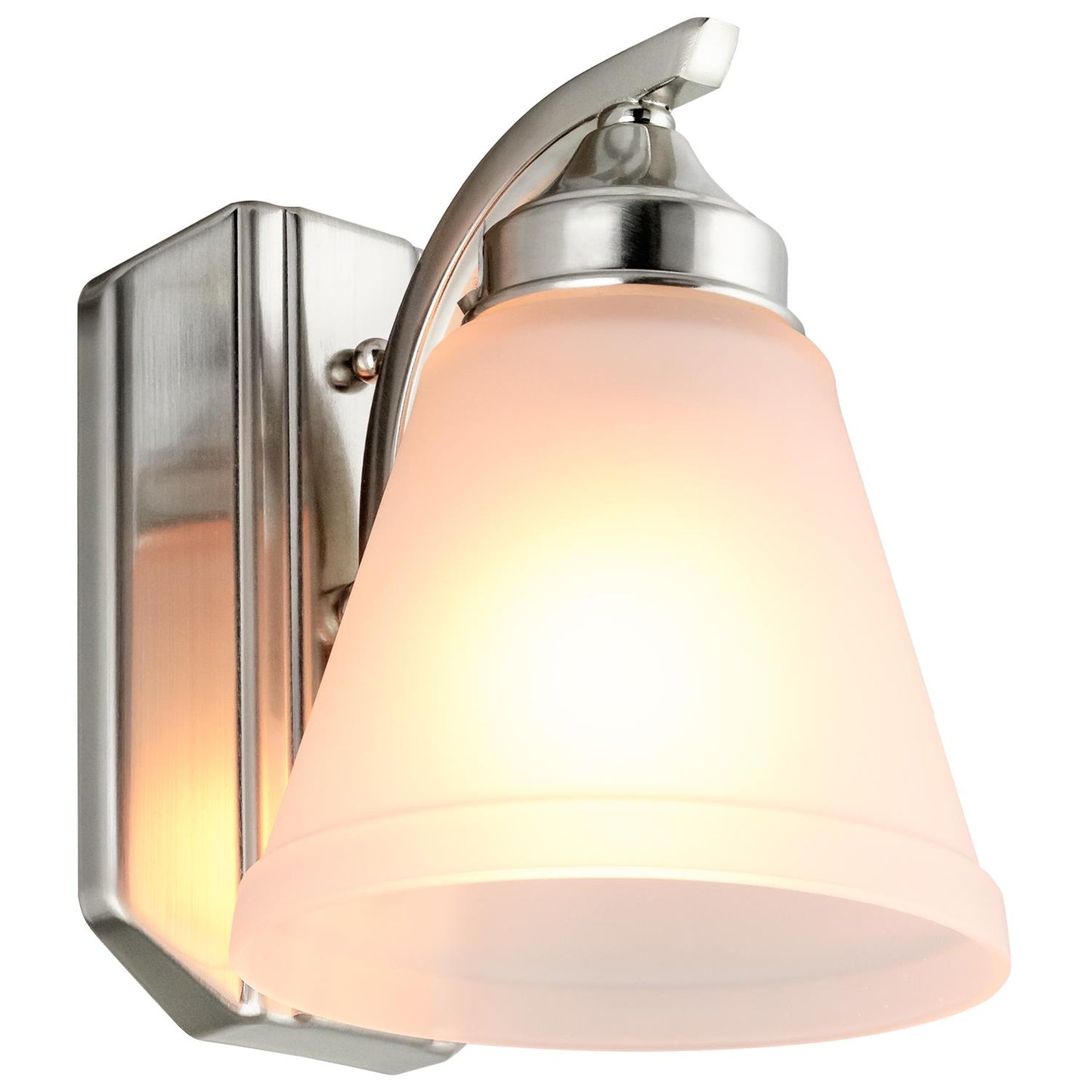 Sunlite 45055-SU Vanity Fixture One Light 8 Inch, Bell Shaped Frosted Glass , Brushed Nickel Finish