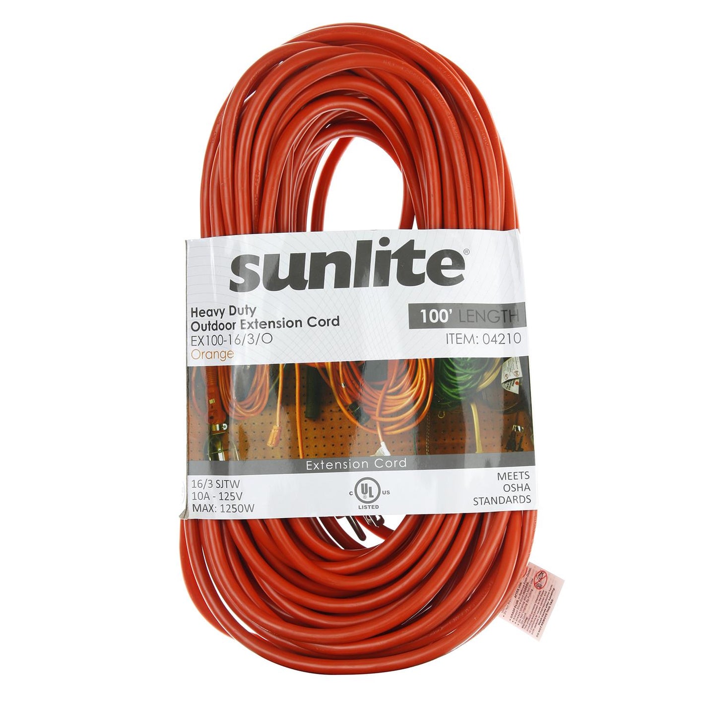 Sunlite EX100-16/3 Heavy Duty 100 Foot Orange Outdoor Extension Cord