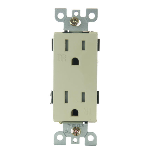 Sunlite E558/IV 15A Tamper Resistant Decorative Receptacle, Ivory