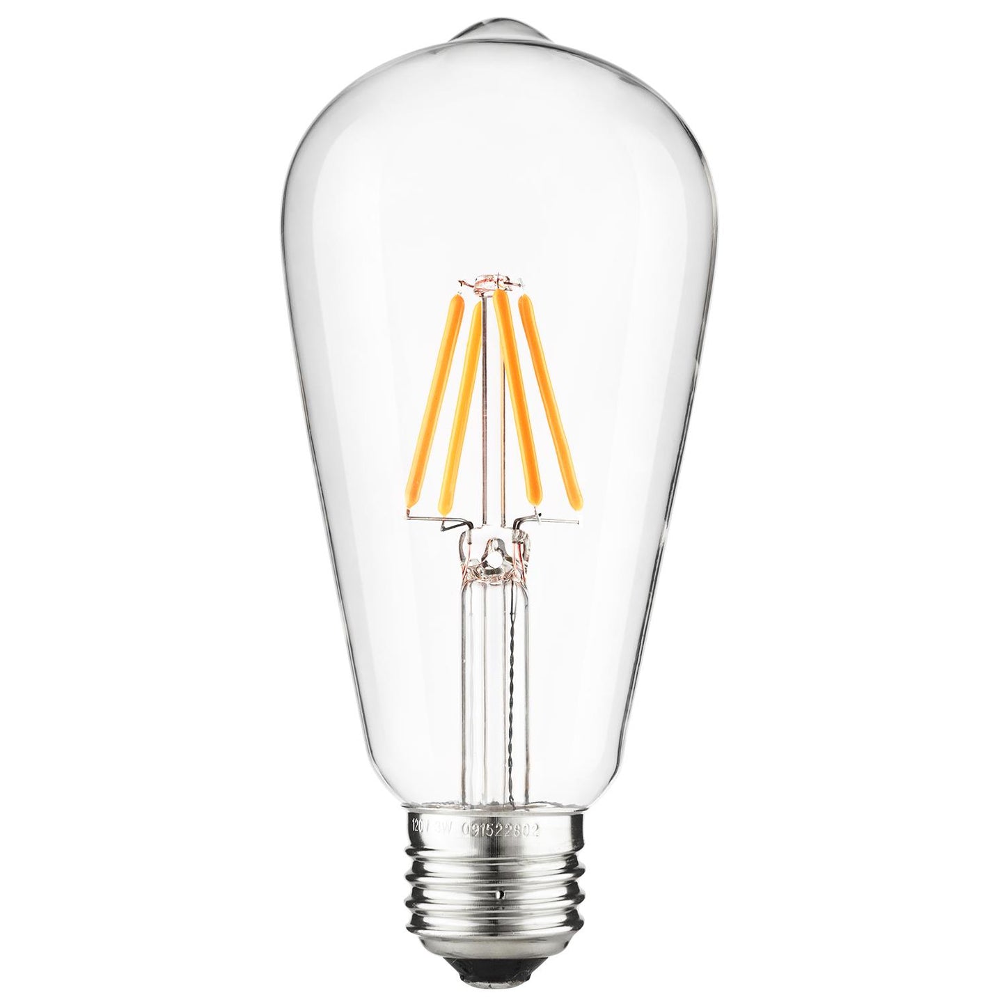 Sunlite ST19 LED Filament Style Bulb, 4.5 Watts (40W Equivalent), Clear Finish, 2200K  Warm White, Medium Base (E26)