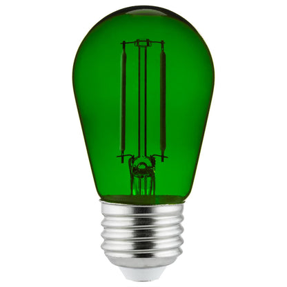 Sunlite LED Transparent Green Colored S14 Medium Base (E26) Bulb - Parties, Decorative, and Holiday 15,000 Hours Average Life