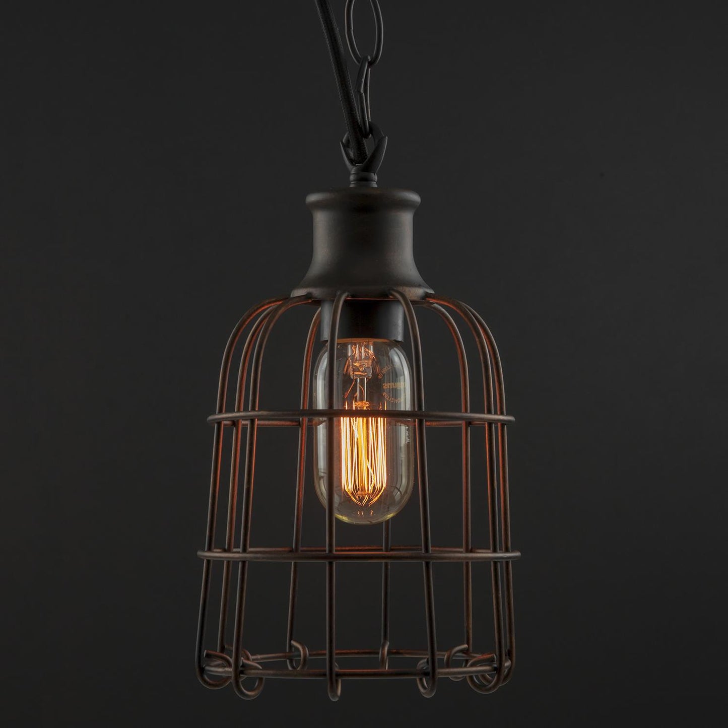 Sunlite Iron Rust Open Cage Antique Style Pendant Fixture