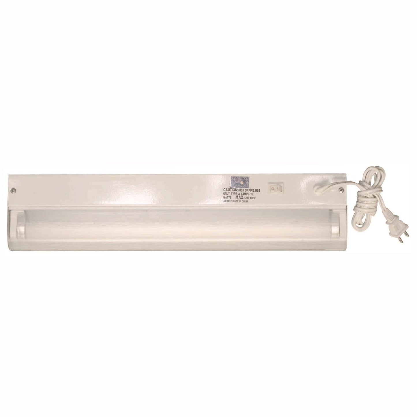 Sunlite 18" Fluorescent Under Cabinet Fixture with Plug, White Finish, Ribbed Frosted Lens