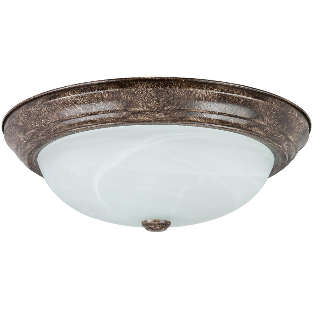 Sunlite 15" Decorative Dome Ceiling Fixture, Distressed Brown Finish, Alabaster Glass