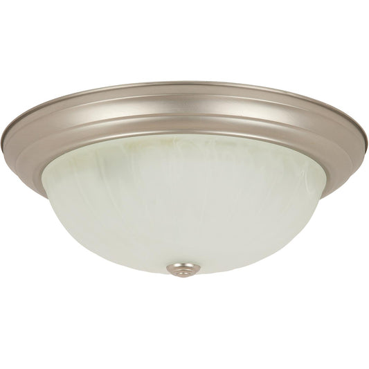 Sunlite 15" Decorative Dome Ceiling Fixture, Brushed Nickel Finish, Alabaster Glass