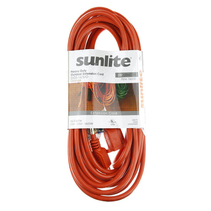 Sunlite EX40/16/3/HD/G Outdoor Heavy Duty 25' Extension Cord, Orange