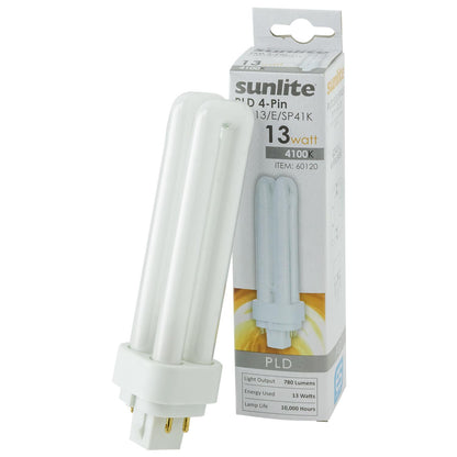 Sunlite 13 Watt PLD 4-Pin Double U-Shaped Twin Tube, G24Q-1 Base, Cool White