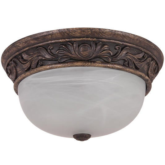 Sunlite 13" Decorative Dome Ceiling Fixture, Antique Bronze Finish, Alabaster Glass