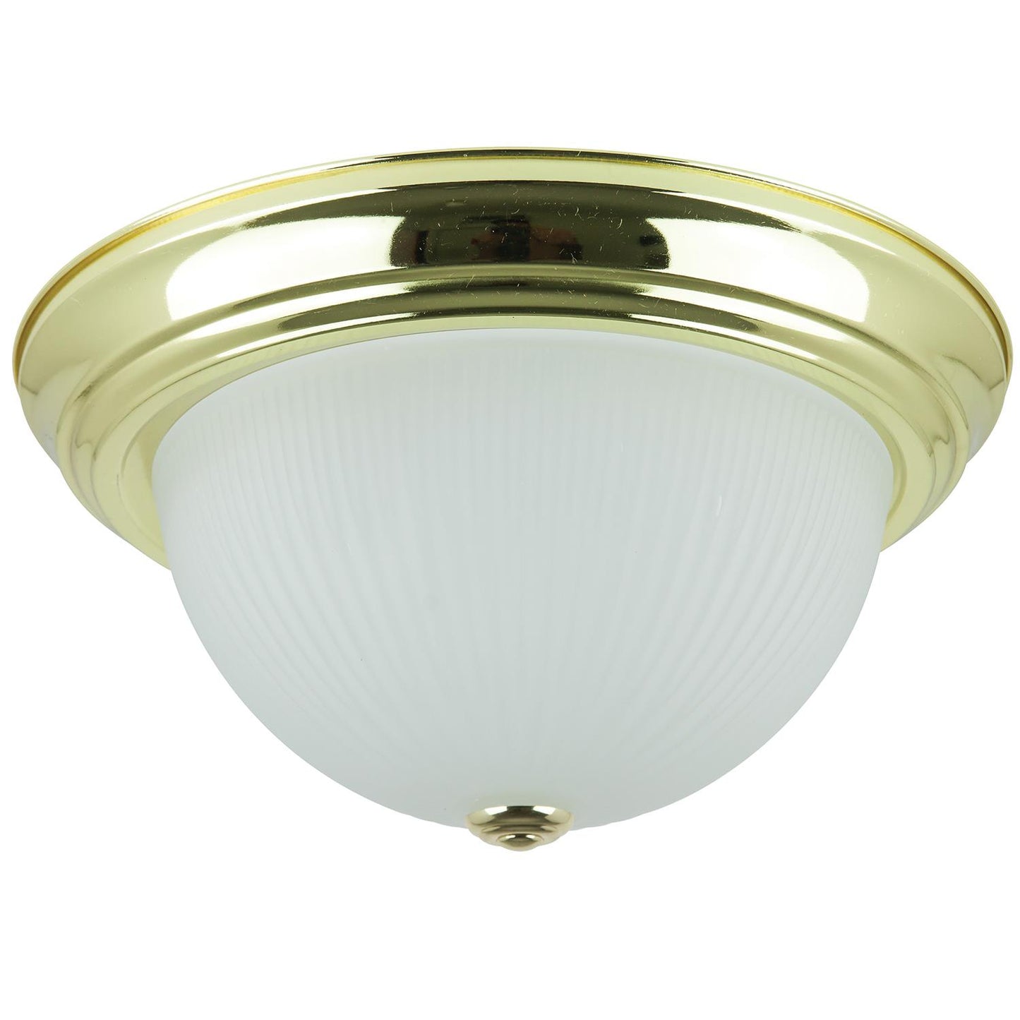 Sunlite 13" Decorative Dome Ceiling Fixture, Polished Brass Finish, Frosted Glass